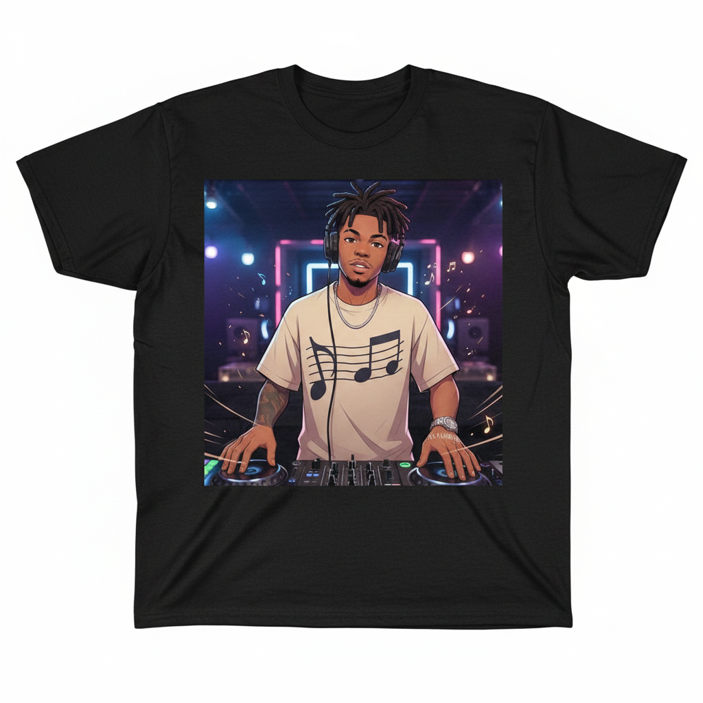 DJ Booth Black Shirt Mockup