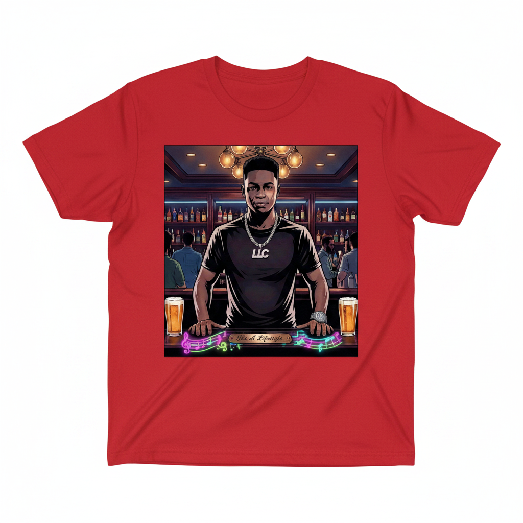 DJ Booth Red Shirt Mockup